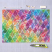 ネオン絞り染めウォーターカラーハーレキンアーガイル 薄葉紙 (クラフト)