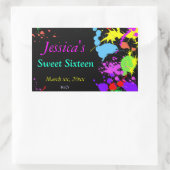 ネオン絵を描ウォーターラベルSweet sixteen、バルミツワー 長方形シール (バッグ)