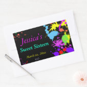 ネオン絵を描ウォーターラベルSweet sixteen、バルミツワー 長方形シール (封筒)