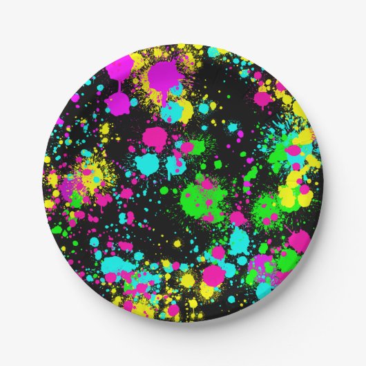 ネオン絵を描グロー誕生日 ペーパープレート (正面)