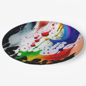 ネオン絵を描ドカラフルリップ(ばちゃばちゃ)跳ねる3D ペーパープレート (アングル)