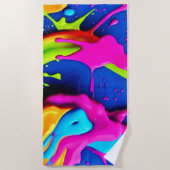 ネオン絵を描ドリップアート ビーチタオル (正面)