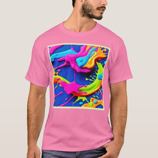 ネオン絵を描ドリップアート Tシャツ (正面)
