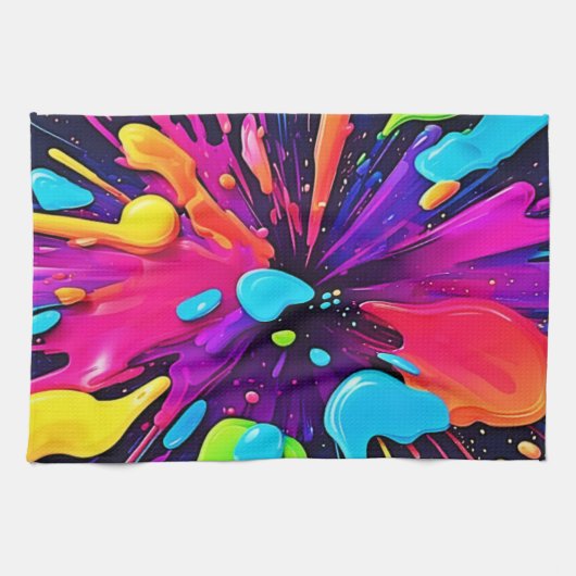 ネオン絵を描バーストアート キッチンタオル (横)