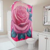 ネオン絵を描ピンクのバラ シャワーカーテン (インサイチュ)