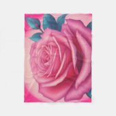 ネオン絵を描ピンクのバラ フリースブランケット (正面)