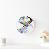 ネオン絵を描ブロッブファンキーアート ラウンド壁時計 (ホーム)