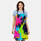 ネオン絵を描プラッシュドリップカオス エプロン (着用した状態)