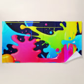 ネオン絵を描プラッシュドリップカオス ビーチタオル (正面)