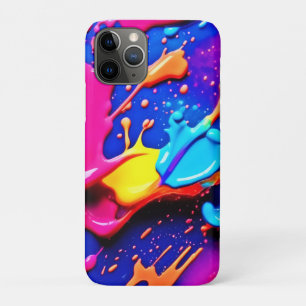 ネオン絵を描鮮やか(ばちゃばちゃ)跳ねる作品 iPhone 11 PROケース