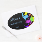 ネオン絵を描(ばちゃばちゃ)跳ねるシール/ラベル 楕円形シール (封筒)