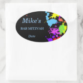 ネオン絵を描(ばちゃばちゃ)跳ねるシール/ラベル 楕円形シール (バッグ)