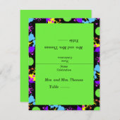 ネオン絵を描(ばちゃばちゃ)跳ねるテーブル、エスコートカード 招待状 (正面/裏面)