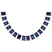 ネオン絵を描（ばちゃばちゃ）跳ねるハッピーバースデー バンティングフラッグ (全)