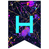 ネオン絵を描(ばちゃばちゃ)跳ねるハッピーバースデー バンティングフラッグ (第2の旗)