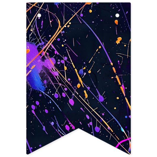 ネオン絵を描（ばちゃばちゃ）跳ねるハッピーバースデー バンティングフラッグ (第1の旗)