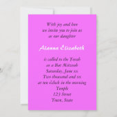 ネオン絵を描（ばちゃばちゃ）跳ねるバルミツワーお祝い 招待状 (裏面)