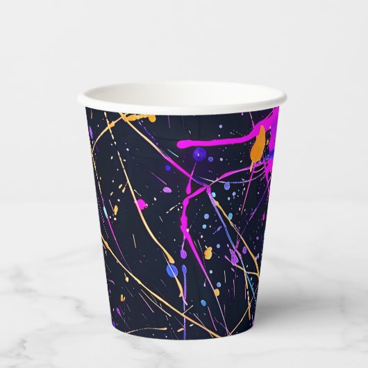 ネオン絵を描(ばちゃばちゃ)跳ねるパーティー 紙コップ (正面)