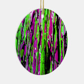 ネオン絵を描（ばちゃばちゃ）跳ねるパープルグリーンとブラック セラミックオーナメント (右)