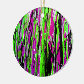 ネオン絵を描（ばちゃばちゃ）跳ねるパープルグリーンとブラック セラミックオーナメント (左)