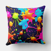 ネオン絵を描(ばちゃばちゃ)跳ねる抽象芸術アート クッション (裏面)