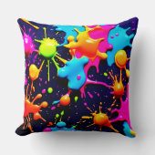 ネオン絵を描(ばちゃばちゃ)跳ねる抽象芸術アート クッション (正面)