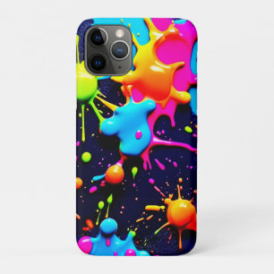 ネオン絵を描(ばちゃばちゃ)跳ねる抽象芸術アート iPhone 11 PROケース