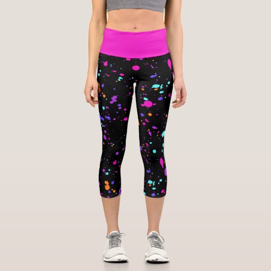 ネオン絵を描（ばちゃばちゃ）跳ねる カプリレギンス (正面)