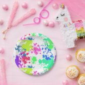 ネオン絵を描（ばちゃばちゃ）跳ねる ペーパープレート (パーティー)