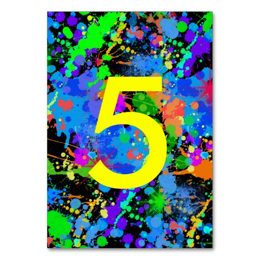 ネオン絵を描（ばちゃばちゃ）跳ねる、表の番号カード テーブルナンバー (正面)