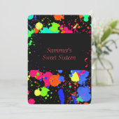 ネオン絵を描（ばちゃばちゃ）跳ねる、Sweet sixteen招待状 招待状 (スタンド正面)