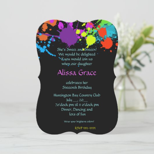 ネオン絵を描(ばちゃばちゃ)跳ねる、Sweet sixteen、招待状 招待状 (スタンド正面)