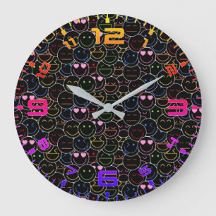 ネオン絵文字クロック – モダンレトロビベス ラージ壁時計