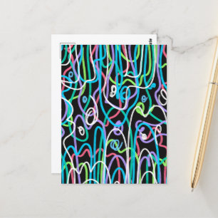 ネオン絵画抽象芸術 ポストカード