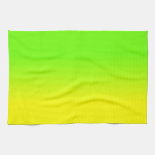 ネオン緑およびネオン黄色いOmbréの陰色は衰退します キッチンタオル (横)