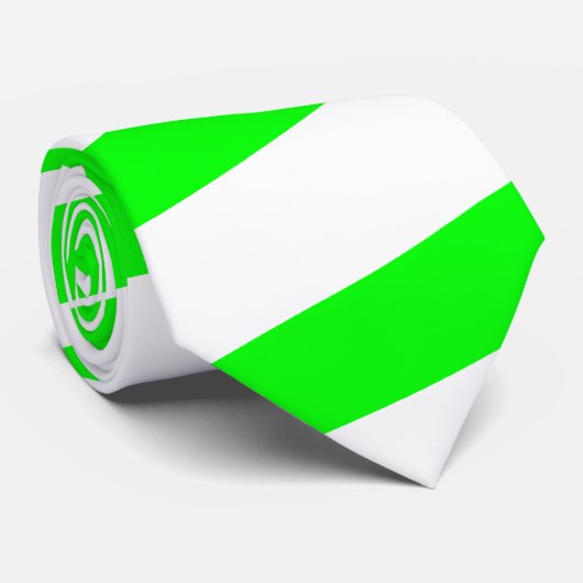 ネオン緑および白くストライプのなタイ(厚く縞で飾ります) ネクタイ (ロール)