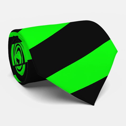 ネオン緑と黒ストライプののタイ(厚いストライプ) ネクタイ (ロール)