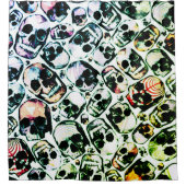 ネオン緑のシャワーカーテンに複数のスカル シャワーカーテン (正面)