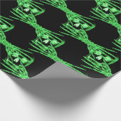 ネオン緑のスケルトンのギフトラップ ラッピングペーパー (角)