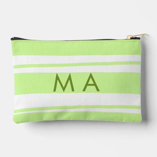 ネオン緑のストライプ文字ギリシャ文字モノグラム アクセサリーポーチ (裏面)