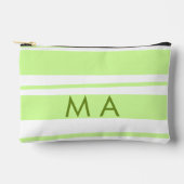 ネオン緑のストライプ文字ギリシャ文字モノグラム アクセサリーポーチ (正面)
