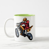 ネオン緑のモトクロス ツートーンマグカップ (左)