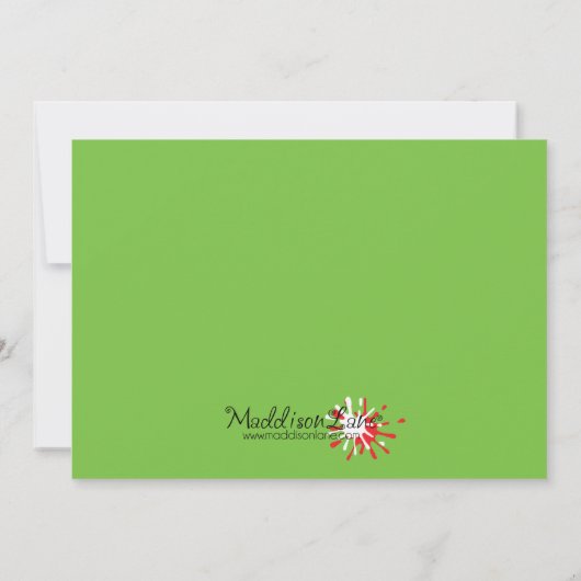 ネオン緑の割れたSplatのカスタムなペイントボールのパーティー 招待状 (裏面)