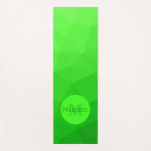 ネオン緑の幾何学的メッシュパターンモノグラム ヨガマット (正面)