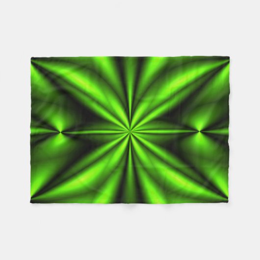 ネオン緑の抽象芸術のフラクタル フリースブランケット (正面(横))