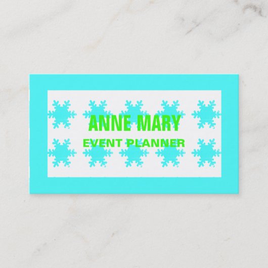 ネオン緑の明るいカラフル雪の模様カッコいい 名刺 (正面)