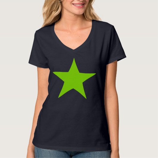 ネオン緑の星のデザインのTシャツ Tシャツ (正面)