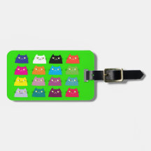 ネオン緑の猫の荷物タグ ボールド トラベル かわいい