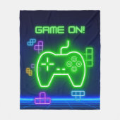 ネオン緑の青いビデオゲーマーでゲーム フリースブランケット (正面)