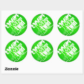 ネオン緑ストライプ色 ラウンドシール (シート)